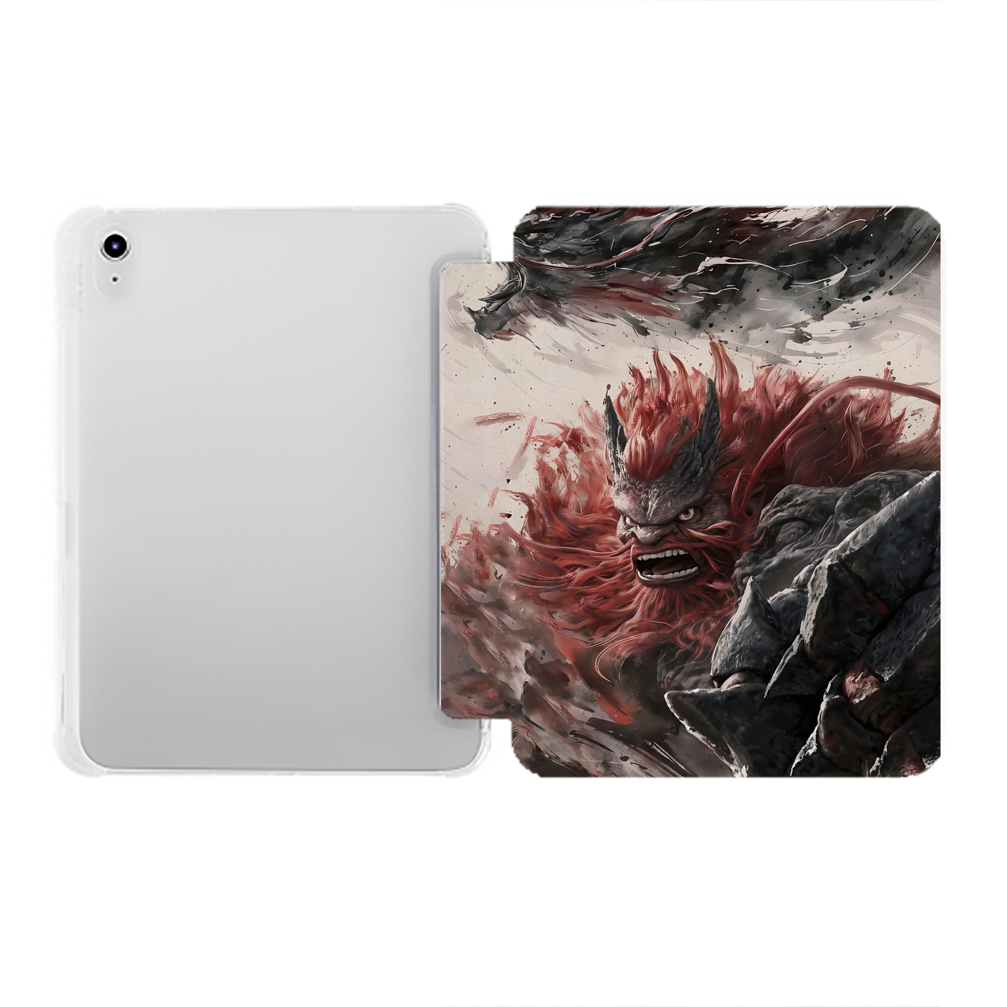 （画像用） Ne Zha 2 ナタ 魔童の大暴れ IPad ケース ペン収納付き 三つ折りスタンド PUレザー×シリコン 対応機種9.5/10.5/10.9インチ
